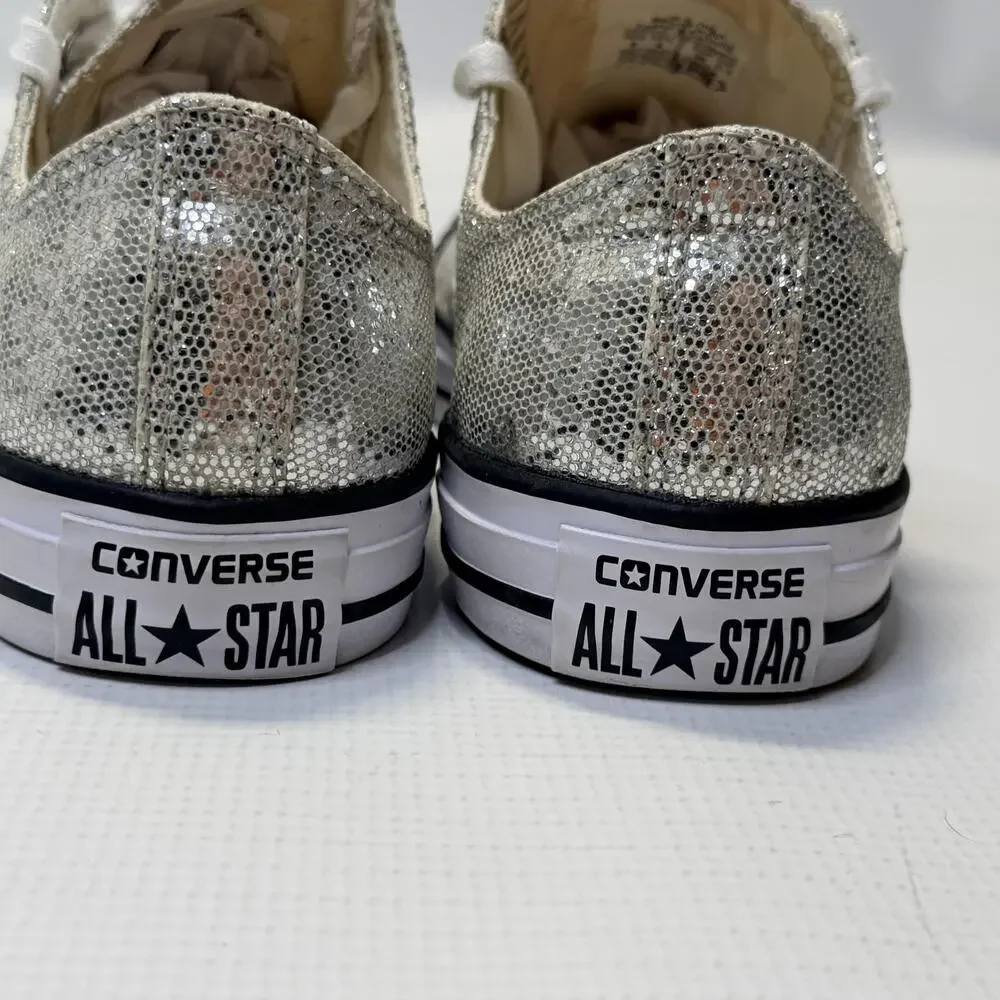Converse Chuck Taylor All Star Shoes Womens Size 8 Silver Glitter Sneakers